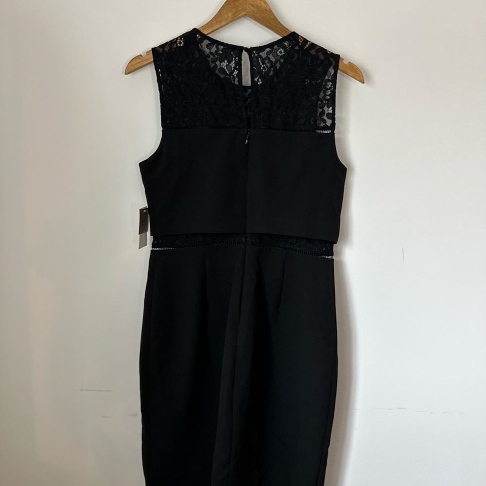 NEW Aidan Mattox Women's Black Crepe and Lace Cocktail Dress, Size 8
